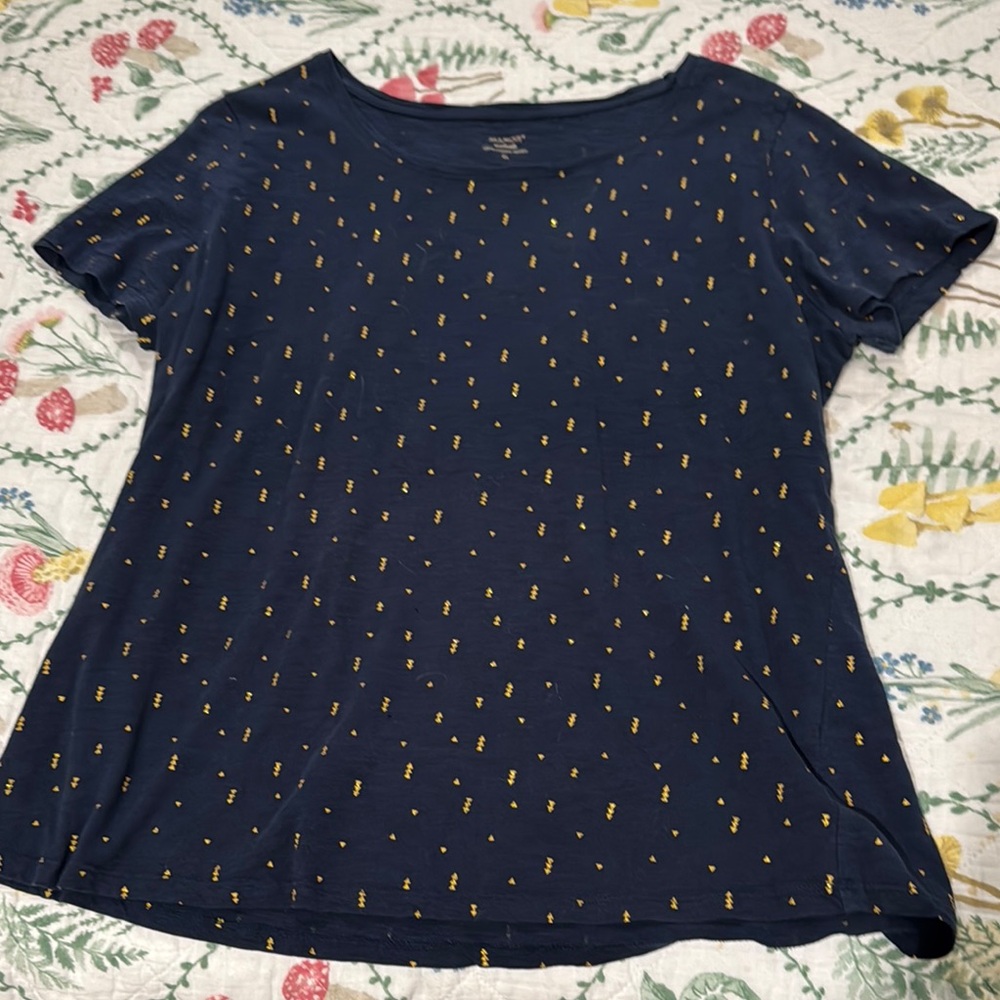 Charming Navy Tee with Yellow Dots